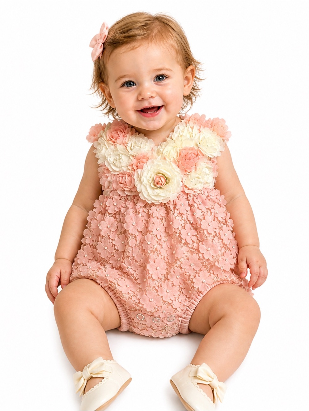 CachCach Baby Girl Floral Lace
Romper Dress 18M Pink 3D Flower
Boutique Outfit